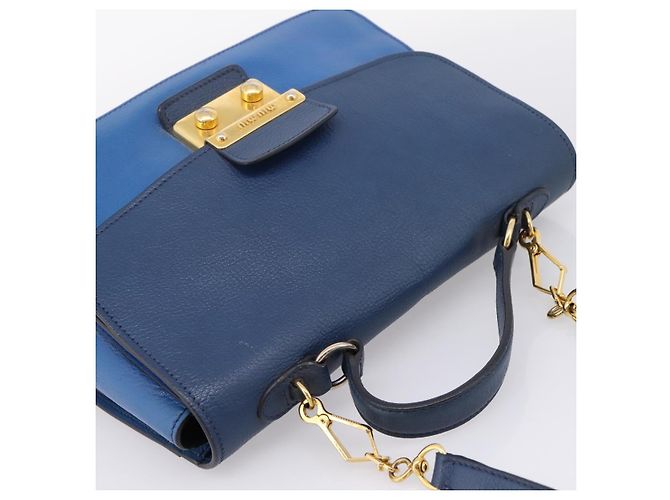 Borsa a mano Miu Miu Madras in pelle 2way Navy tono oro Auth LN072A Blu navy - vista 6