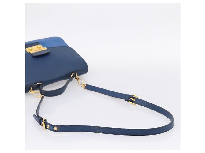 Borsa a mano Miu Miu Madras in pelle 2way Navy tono oro Auth LN072A Blu navy - vista 8