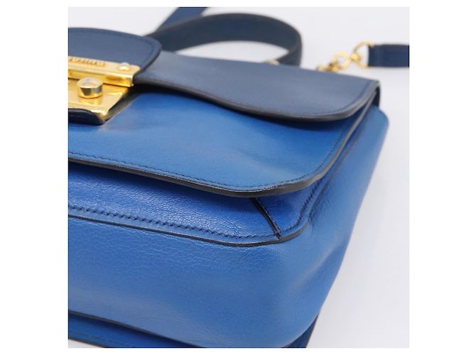 Borsa a mano Miu Miu Madras in pelle 2way Navy tono oro Auth LN072A Blu navy - vista 9