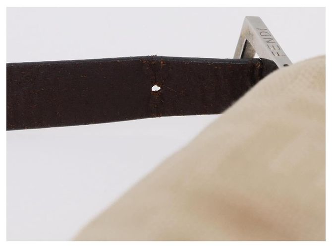 Sac à épaule FENDI Zucca Canvas Mamma Baguette Ivory Silver Auth 205920 Argenté Écru - vue 16