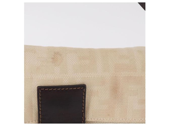 Sac à épaule FENDI Zucca Canvas Mamma Baguette Ivory Silver Auth 205920 Argenté Écru - vue 2
