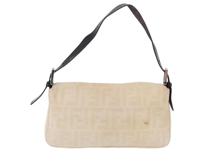 Sac à épaule FENDI Zucca Canvas Mamma Baguette Ivory Silver Auth 205920 Argenté Écru - vue 3