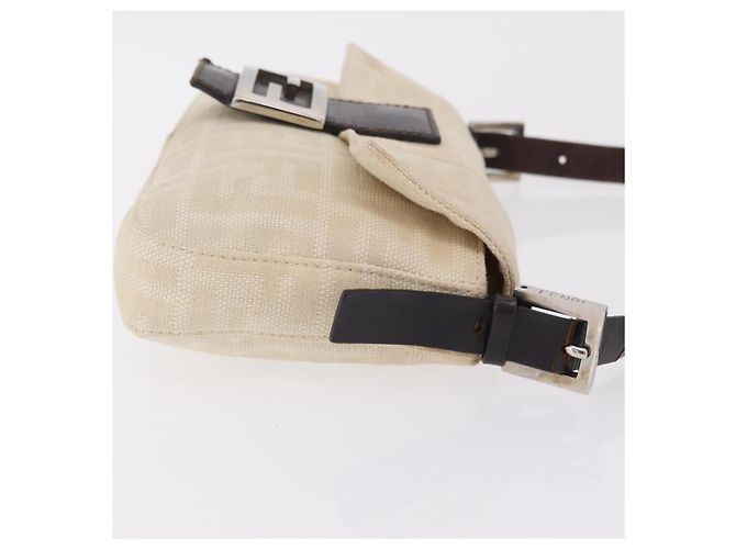 Sac à épaule FENDI Zucca Canvas Mamma Baguette Ivory Silver Auth 205920 Argenté Écru - vue 5