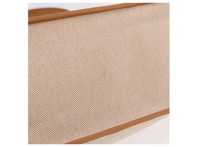 Hermès Bolso de mano HERMES Kabak Elan PM Canvas Beige Silver Auth 206603V Plata - vista 18