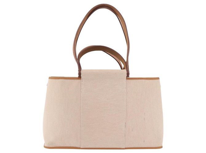 Hermès Bolso de mano HERMES Kabak Elan PM Canvas Beige Silver Auth 206603V Plata - vista 2