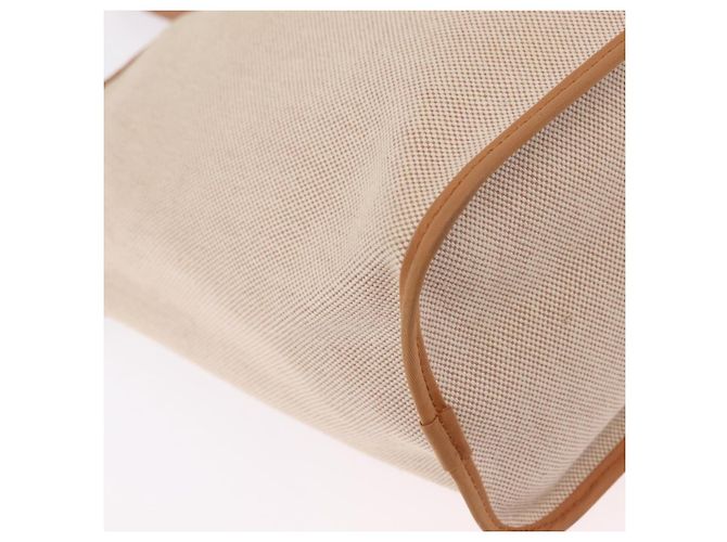 Hermès Bolso de mano HERMES Kabak Elan PM Canvas Beige Silver Auth 206603V Plata - vista 21