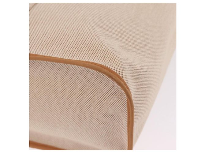 Hermès Bolso de mano HERMES Kabak Elan PM Canvas Beige Silver Auth 206603V Plata - vista 23