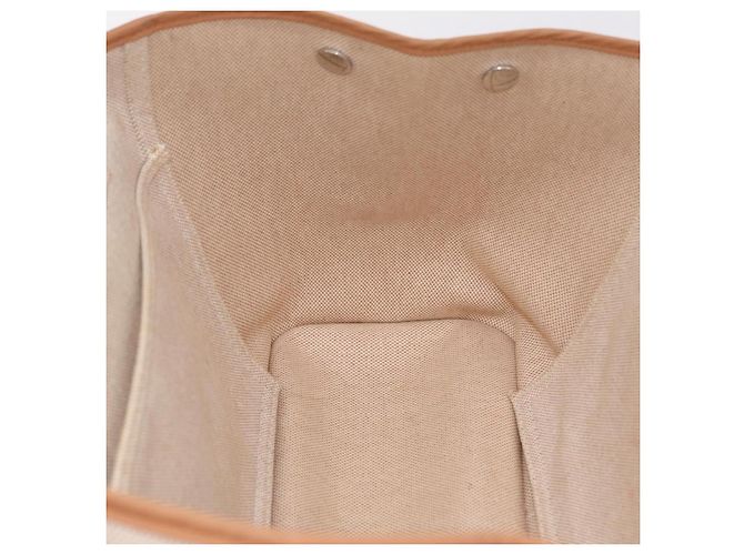Hermès Bolso de mano HERMES Kabak Elan PM Canvas Beige Silver Auth 206603V Plata - vista 27