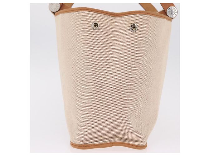 Hermès Bolso de mano HERMES Kabak Elan PM Canvas Beige Silver Auth 206603V Plata - vista 6