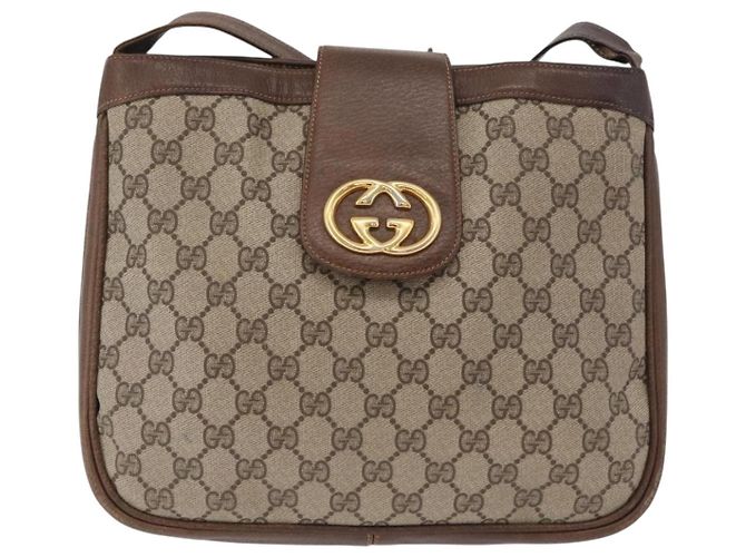 Borsa a Tracolla GUCCI GG Supreme PVC Beige Tono Oro 30 001 1914 Auth ka6521 - vista 13