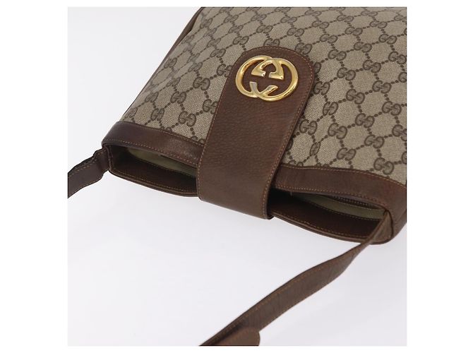 Borsa a Tracolla GUCCI GG Supreme PVC Beige Tono Oro 30 001 1914 Auth ka6521 - vista 6