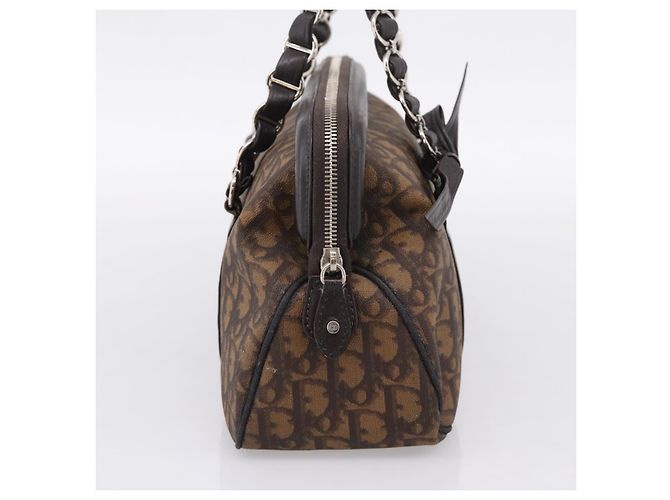Bolso de mano Christian Dior Trotter Canvas Romantic PVC Brown Silver Auth ep16550V Castaño Plata - vista 3