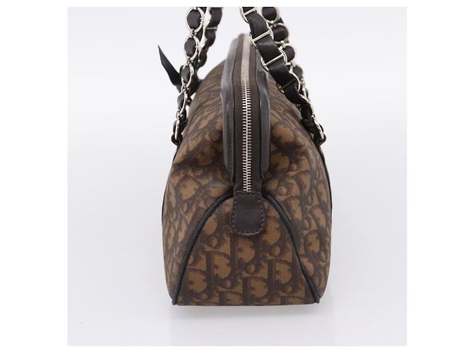 Bolso de mano Christian Dior Trotter Canvas Romantic PVC Brown Silver Auth ep16550V Castaño Plata - vista 4