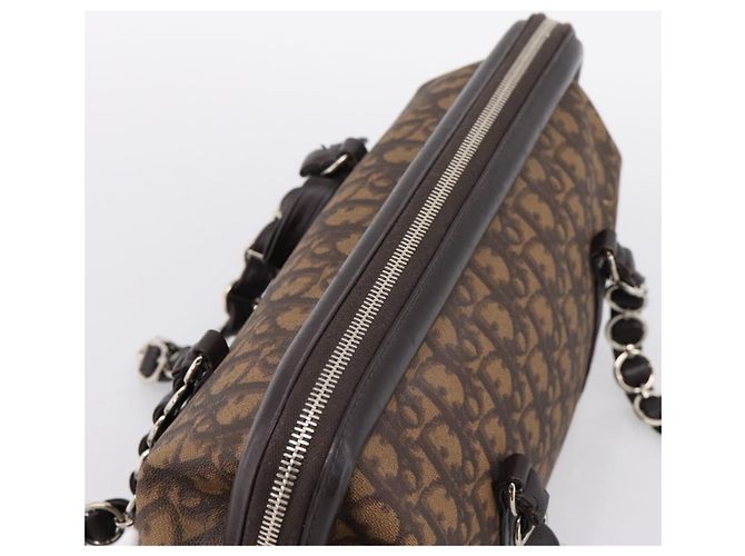 Bolso de mano Christian Dior Trotter Canvas Romantic PVC Brown Silver Auth ep16550V Castaño Plata - vista 6