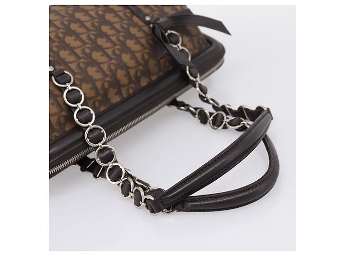 Bolso de mano Christian Dior Trotter Canvas Romantic PVC Brown Silver Auth ep16550V Castaño Plata - vista 7