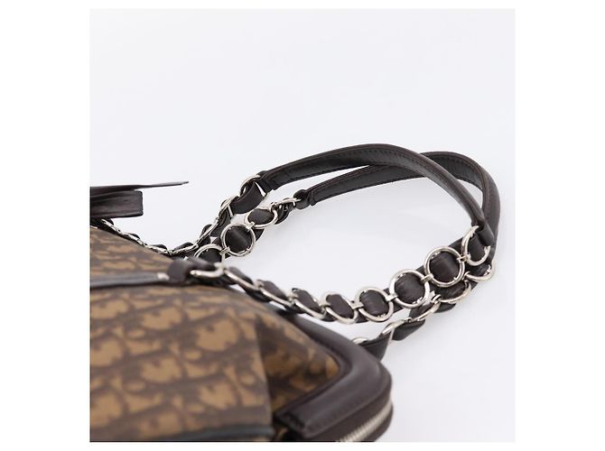 Bolso de mano Christian Dior Trotter Canvas Romantic PVC Brown Silver Auth ep16550V Castaño Plata - vista 8