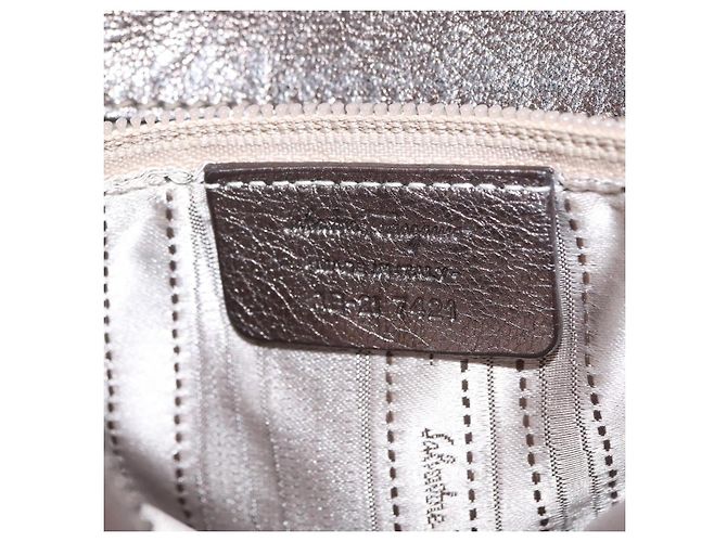 Borsa Salvatore Ferragamo Gancini in pelle argento autentica 207554A - vista 12