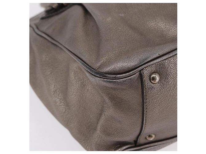 Borsa Salvatore Ferragamo Gancini in pelle argento autentica 207554A - vista 14