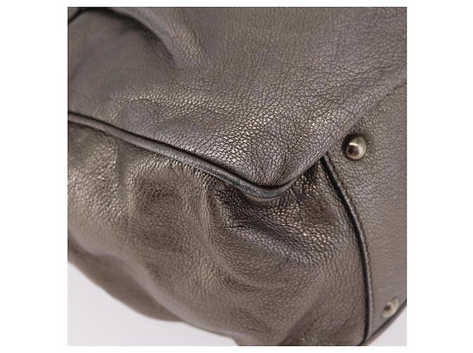 Borsa Salvatore Ferragamo Gancini in pelle argento autentica 207554A - vista 16