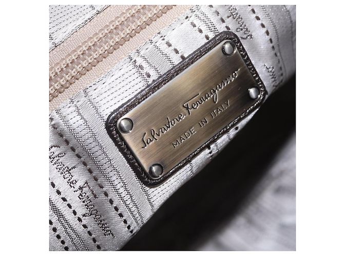 Borsa Salvatore Ferragamo Gancini in pelle argento autentica 207554A - vista 20