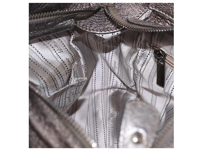 Borsa Salvatore Ferragamo Gancini in pelle argento autentica 207554A - vista 22