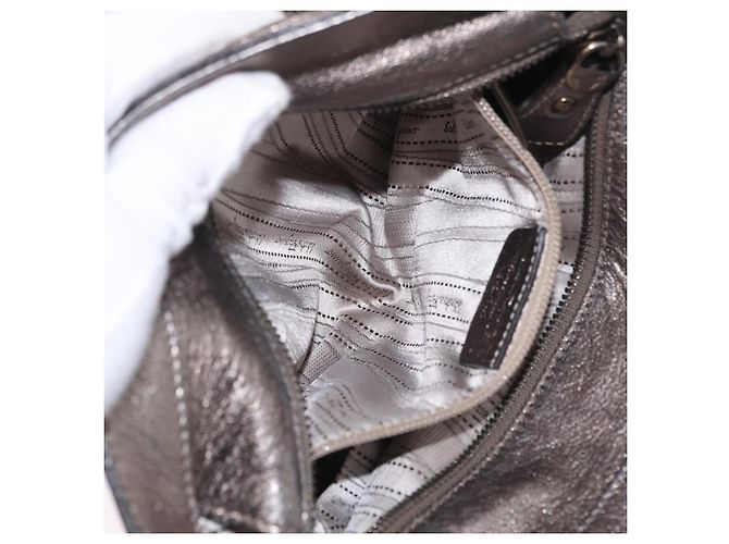 Borsa Salvatore Ferragamo Gancini in pelle argento autentica 207554A - vista 24