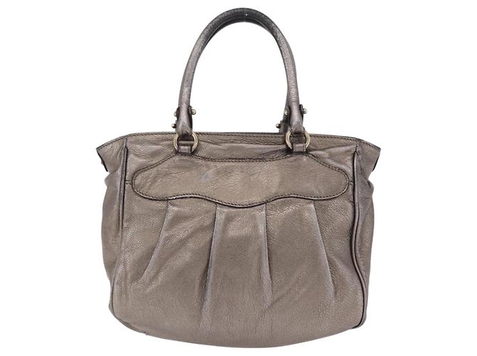Borsa Salvatore Ferragamo Gancini in pelle argento autentica 207554A - vista 3