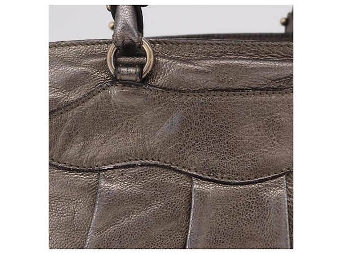 Borsa Salvatore Ferragamo Gancini in pelle argento autentica 207554A - vista 4