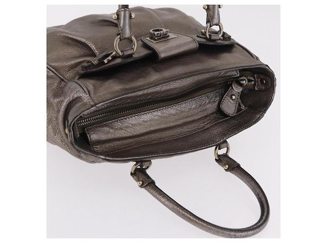 Borsa Salvatore Ferragamo Gancini in pelle argento autentica 207554A - vista 8