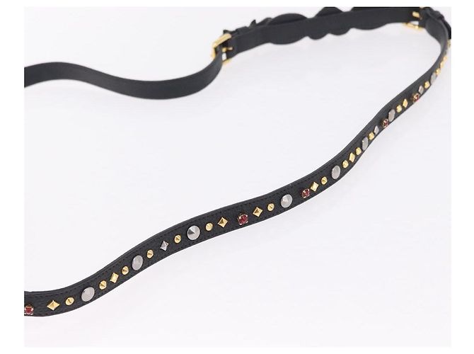 Bolsa de Ombro Miu Miu Couro Preto Ouro Auth 207615V Dourado - vista 10