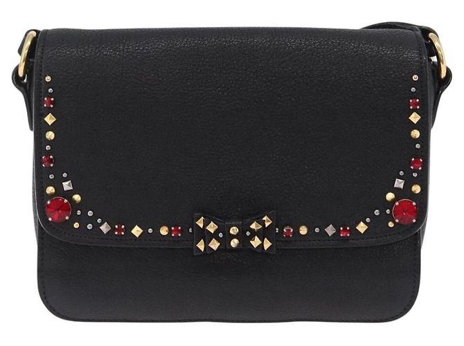 Bolsa de Ombro Miu Miu Couro Preto Ouro Auth 207615V Dourado - vista 13