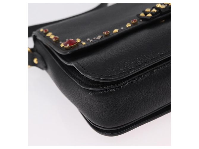 Bolsa de Ombro Miu Miu Couro Preto Ouro Auth 207615V Dourado - vista 15