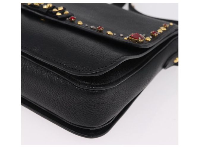 Bolsa de Ombro Miu Miu Couro Preto Ouro Auth 207615V Dourado - vista 16