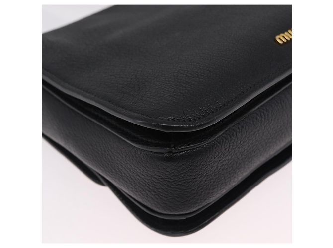 Bolsa de Ombro Miu Miu Couro Preto Ouro Auth 207615V Dourado - vista 17