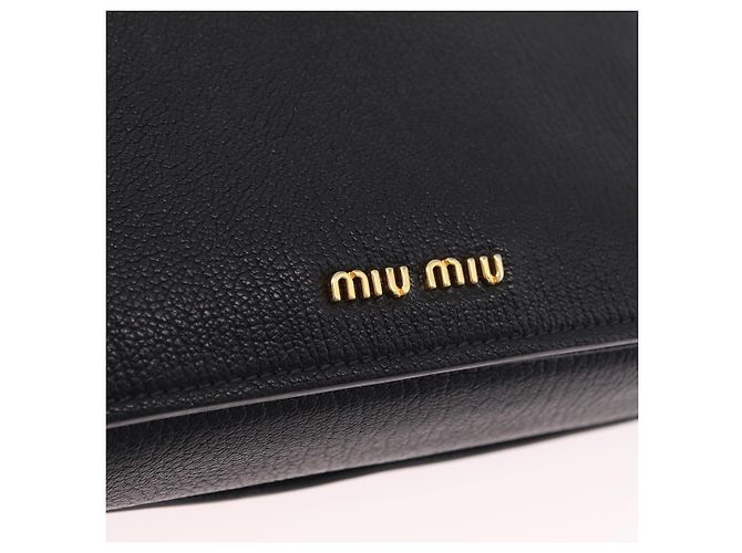 Bolsa de Ombro Miu Miu Couro Preto Ouro Auth 207615V Dourado - vista 19