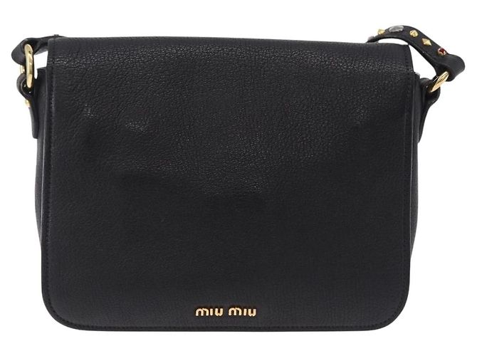 Bolsa de Ombro Miu Miu Couro Preto Ouro Auth 207615V Dourado - vista 2