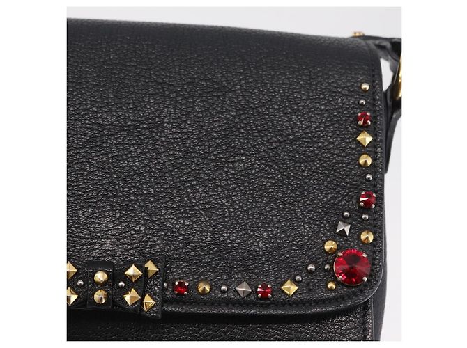 Bolsa de Ombro Miu Miu Couro Preto Ouro Auth 207615V Dourado - vista 21