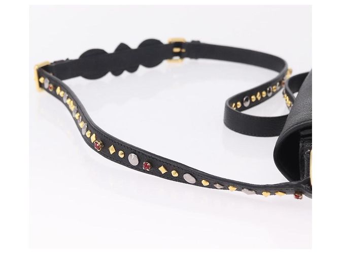 Bolsa de Ombro Miu Miu Couro Preto Ouro Auth 207615V Dourado - vista 22
