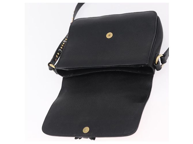 Bolsa de Ombro Miu Miu Couro Preto Ouro Auth 207615V Dourado - vista 23