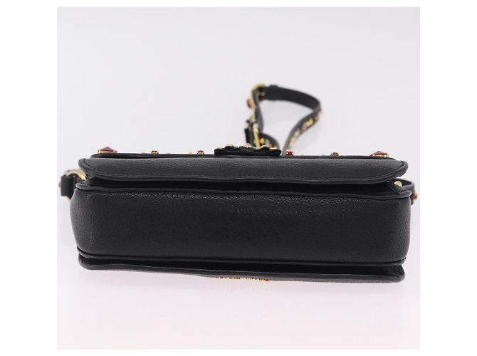 Bolsa de Ombro Miu Miu Couro Preto Ouro Auth 207615V Dourado - vista 5