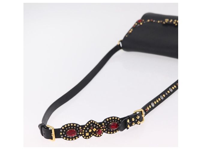 Bolsa de Ombro Miu Miu Couro Preto Ouro Auth 207615V Dourado - vista 7