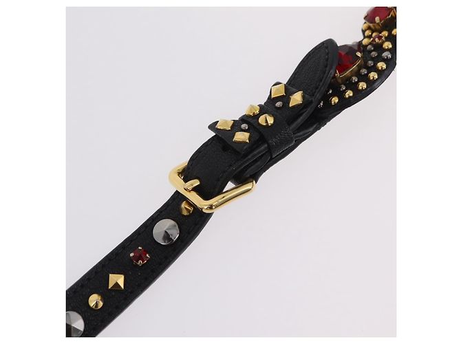 Bolsa de Ombro Miu Miu Couro Preto Ouro Auth 207615V Dourado - vista 9