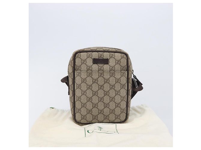 Borsa a tracolla GUCCI GG Supreme PVC Beige Silver 122754 Auth 207351A Argento - vista 12