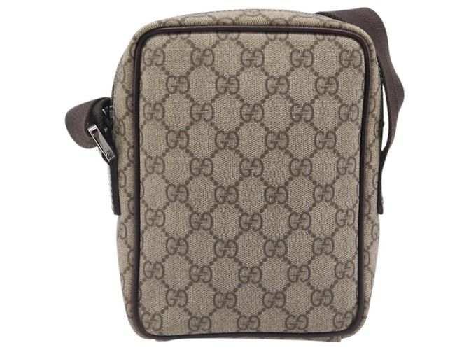 Borsa a tracolla GUCCI GG Supreme PVC Beige Silver 122754 Auth 207351A Argento - vista 2