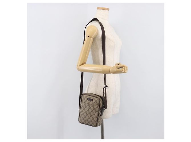 Borsa a tracolla GUCCI GG Supreme PVC Beige Silver 122754 Auth 207351A Argento - vista 25