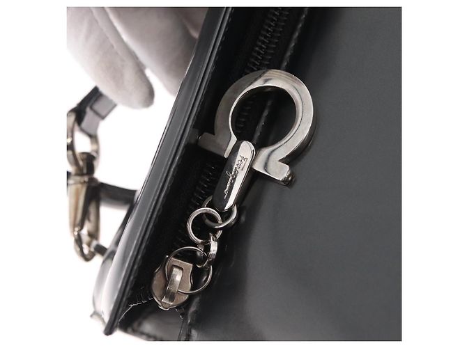 Borsa Salvatore Ferragamo Vernice 2way Gray Silver Auth ka6464A Marrone Argento - vista 21