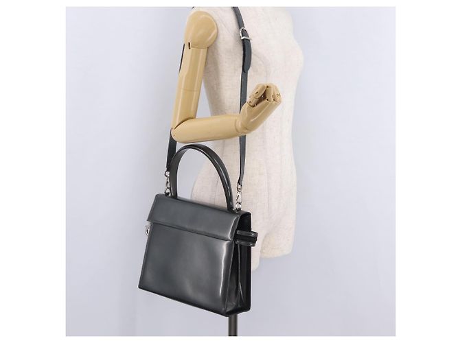 Borsa Salvatore Ferragamo Vernice 2way Gray Silver Auth ka6464A Marrone Argento - vista 29