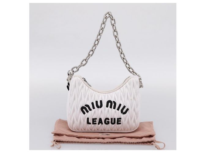 Sac à main Miu Miu en cuir 2way Blanc Argent Auth 167717SAM Argenté - vue 12