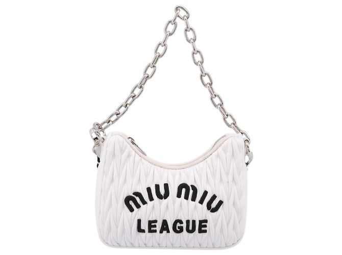 Sac à main Miu Miu en cuir 2way Blanc Argent Auth 167717SAM Argenté - vue 13