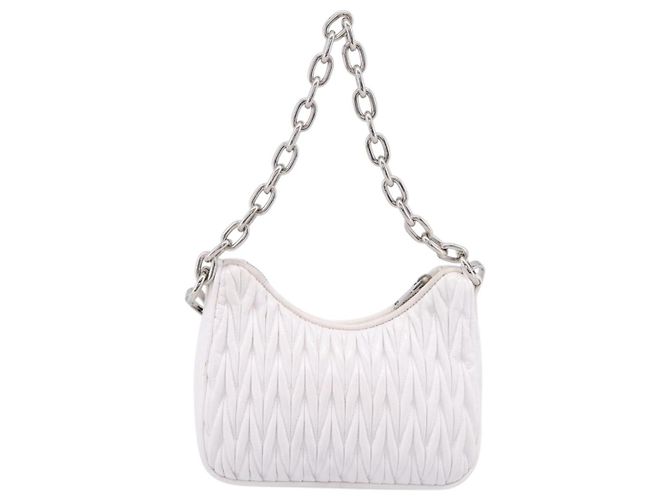 Sac à main Miu Miu en cuir 2way Blanc Argent Auth 167717SAM Argenté - vue 2